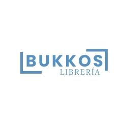 Logo azul y blanco de Bukkos, la librería del cashback